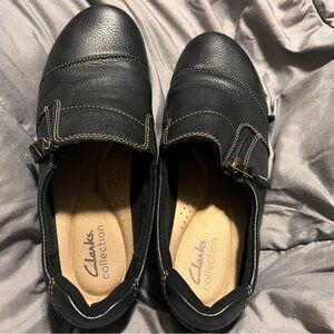 Black leather loafers